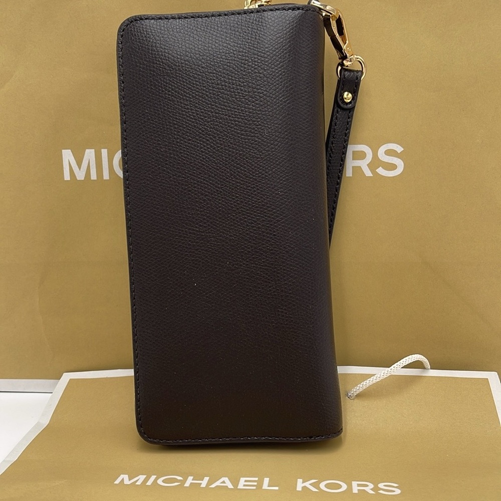 Michael Kors JST Lg Leather Continental Wallet Wristlet Phone Holder 
Chocolate - Picture 8 of 16